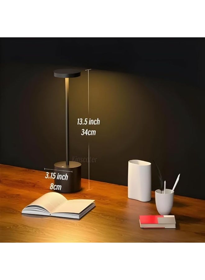 Zentora LED Table Lamp, Rechargeable Battery Operated, Touch Control, 3 Color Stepless Dimmable Desk Light, Modern Nightstand Bedside Lamp (BLACK)) - Image 2